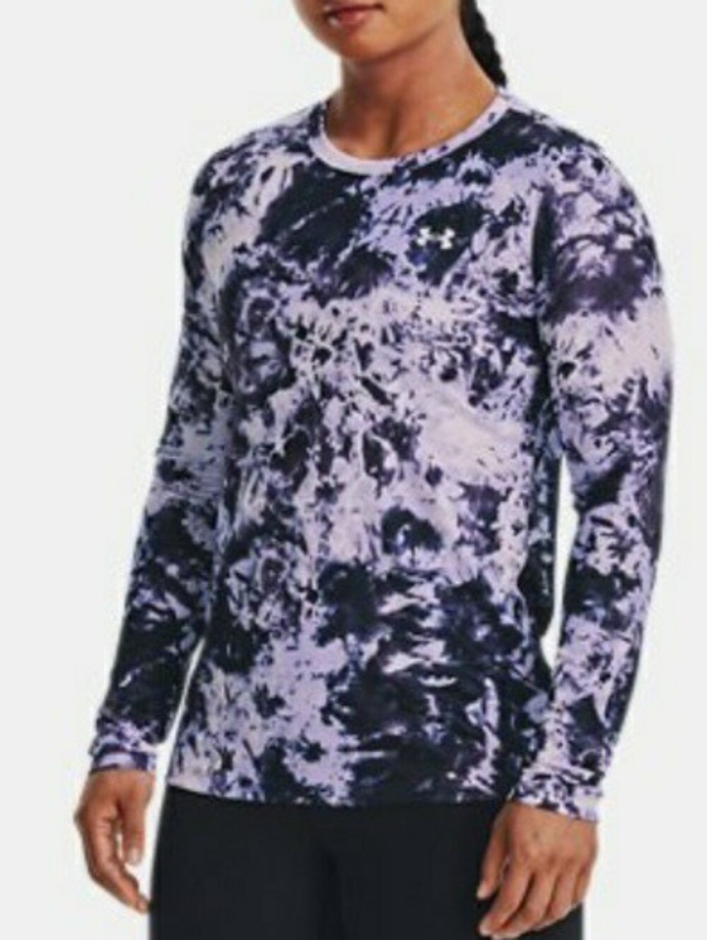Under Armour Velocity Long Sleeve Shirt Purple Blue White Tie Dye Print Medium